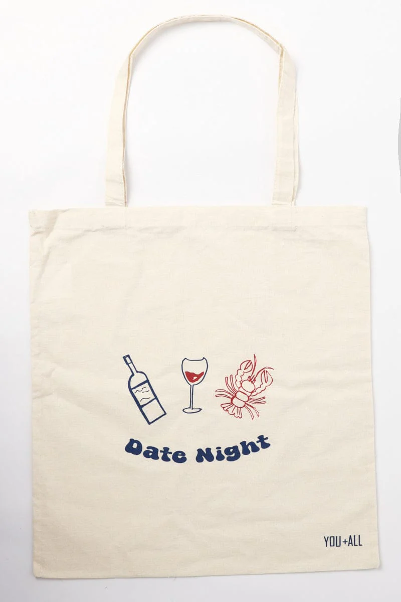Multi Print Tote Bag Printed Date Night
