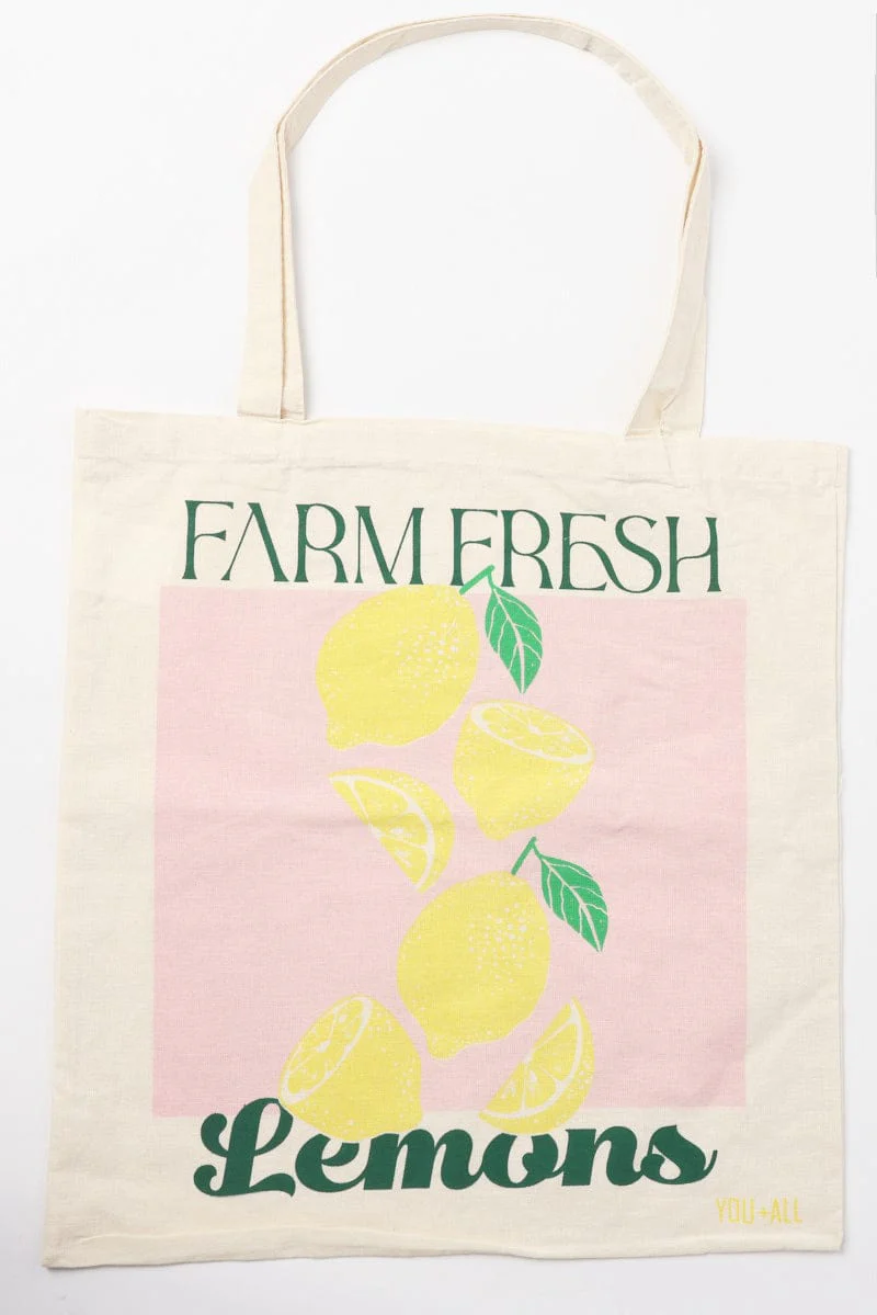 Multi Print Tote Bag Printed Farmers Market