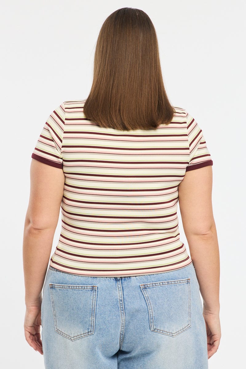 Multi Stripe Ringer Tee Short Sleeve - Image 4