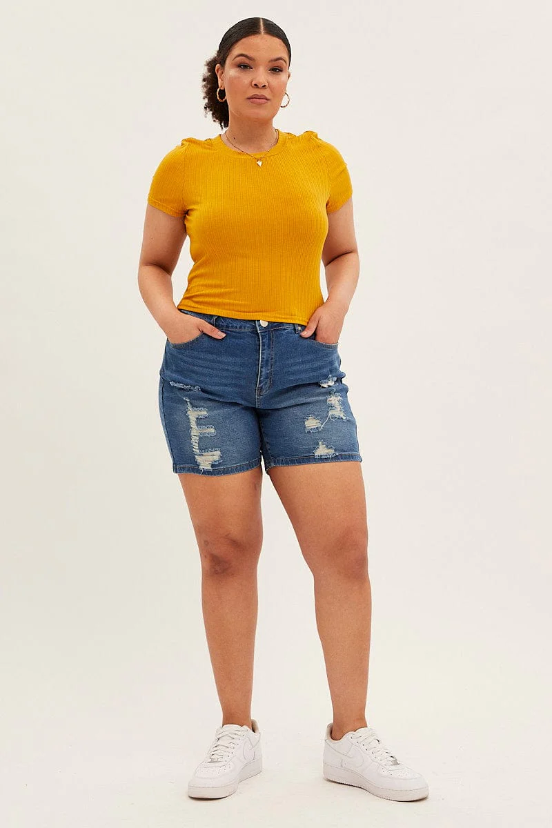 Mustard T-shirt Short Sleeve Crew Neck - Image 2