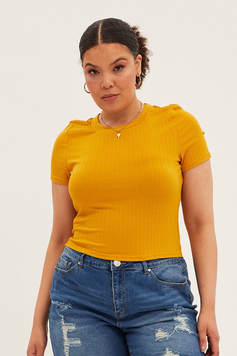 Mustard T-shirt Short Sleeve Crew Neck - Image 3