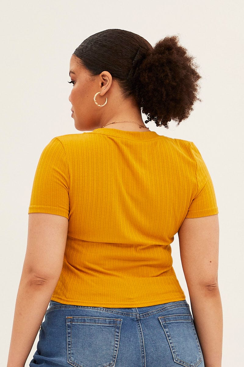 Mustard T-shirt Short Sleeve Crew Neck - Image 5