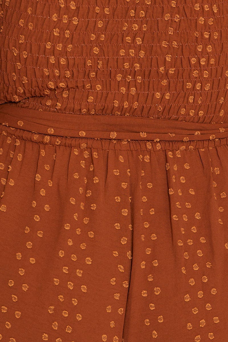 Orange 3/4 Sleeve Shirred Bodice Playsuit - Image 6