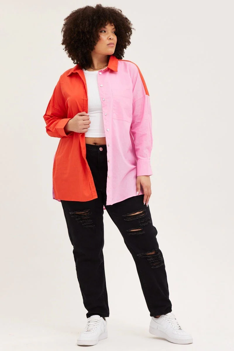 Orange Color Block Shirts - Image 2