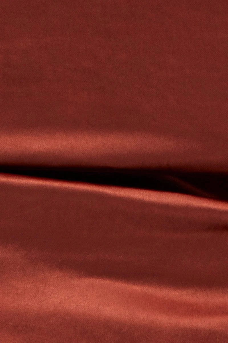 Orange Cowl Neck Top Sleeveless Side Ruched Satin - Image 6