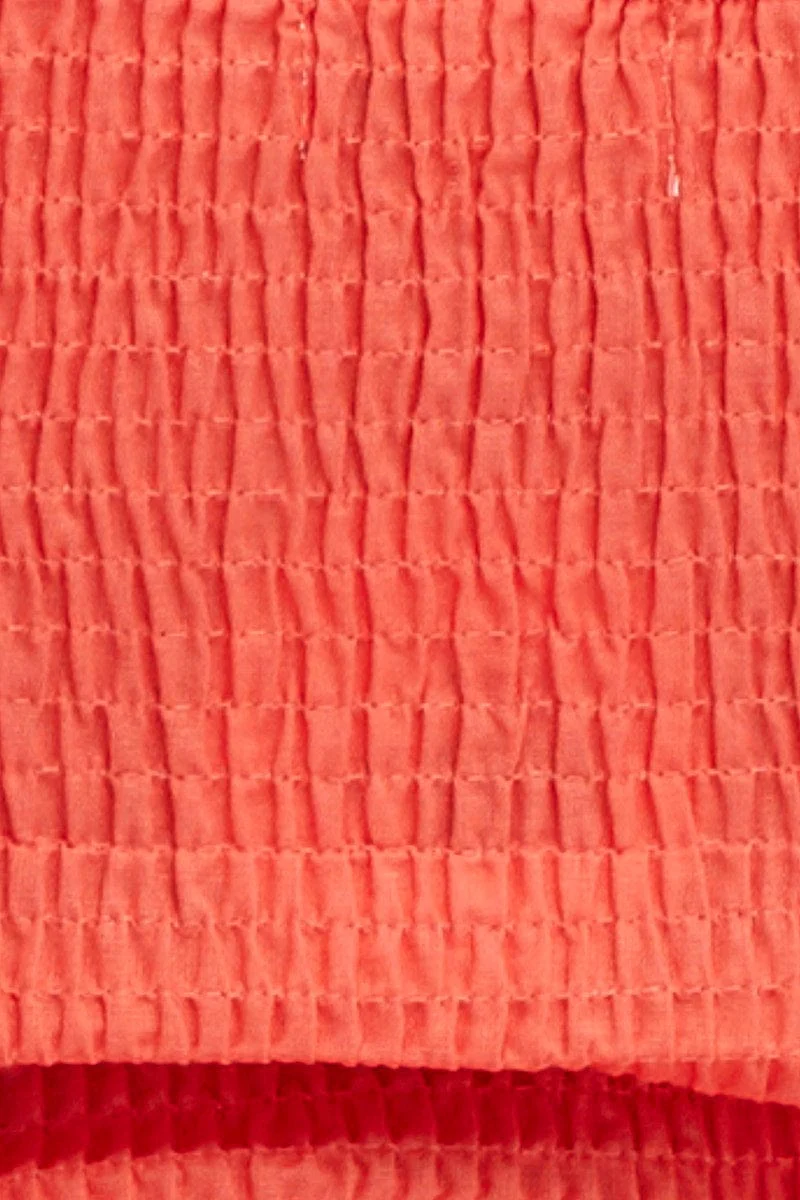 Orange Orange Linen Blend Shirred Semi Crop Top - Image 6