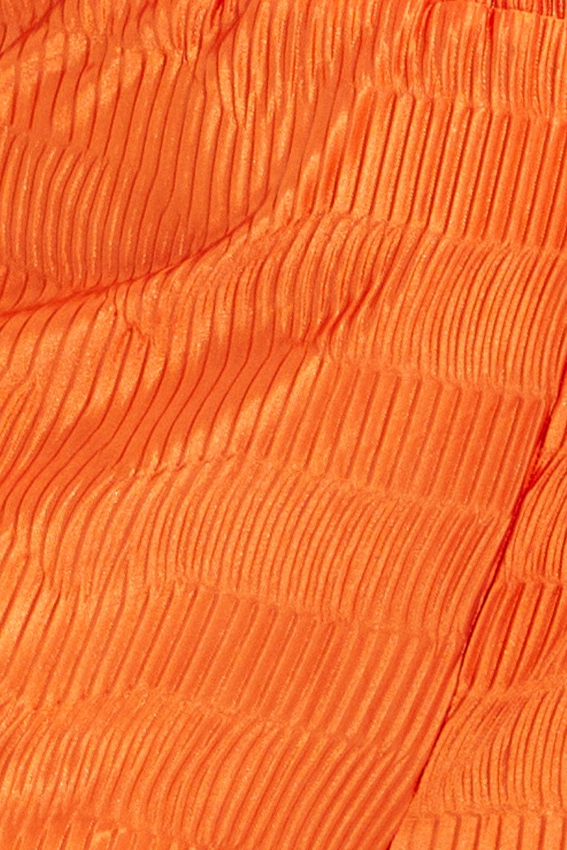 Orange Plisse Shirt Long Sleeve - Image 6