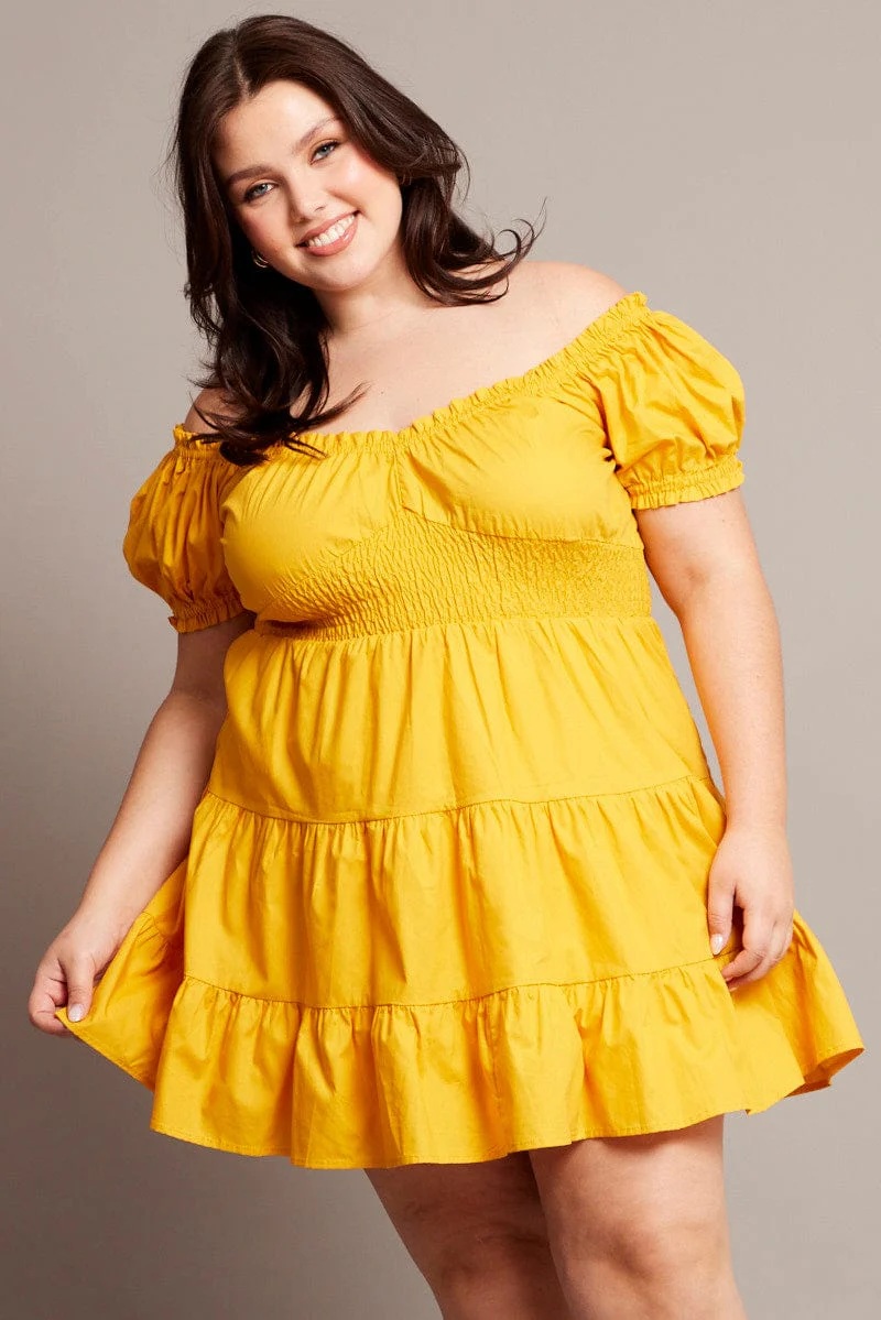 Orange Poplin Shirred Minidress - Image 3