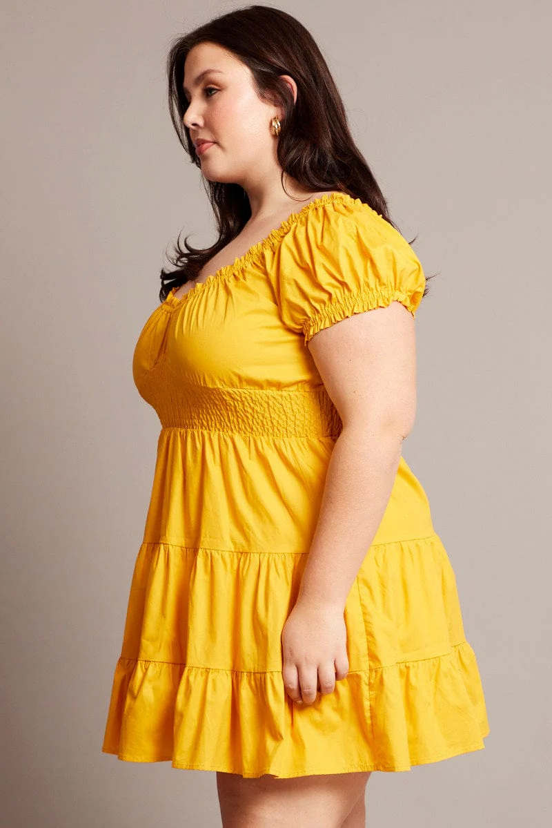 Orange Poplin Shirred Minidress - Image 4