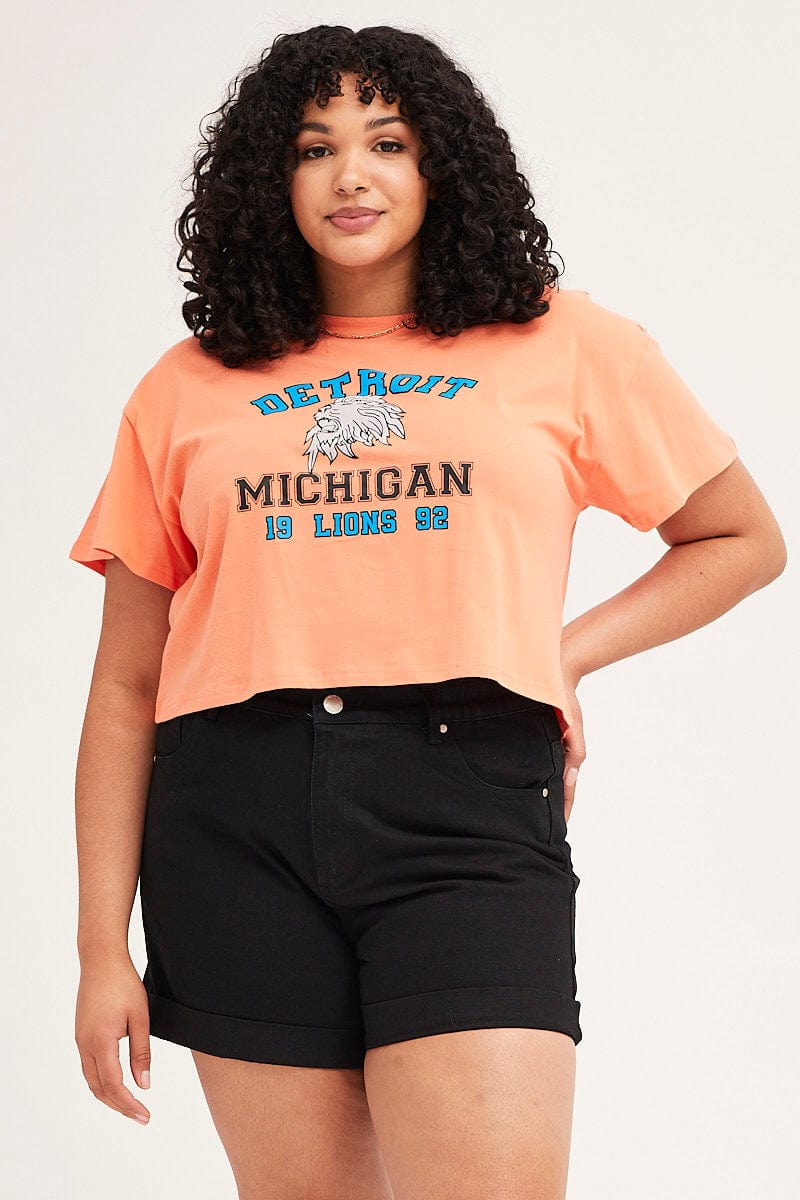 Orange Short Sleeve Crop T-shirt - Image 3