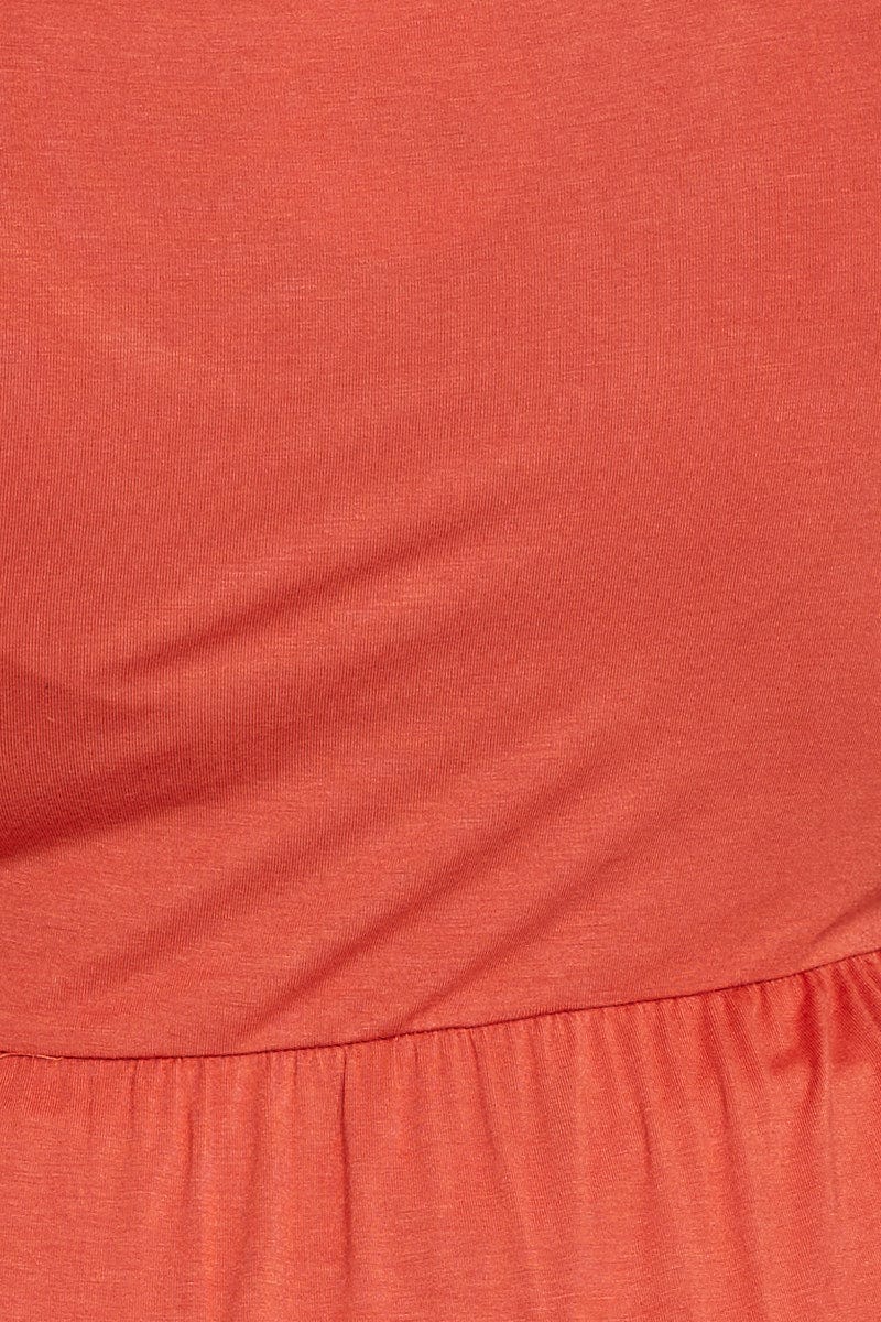 Orange Tank Top Peplum Scoop Neck Jersey Button Front - Image 6