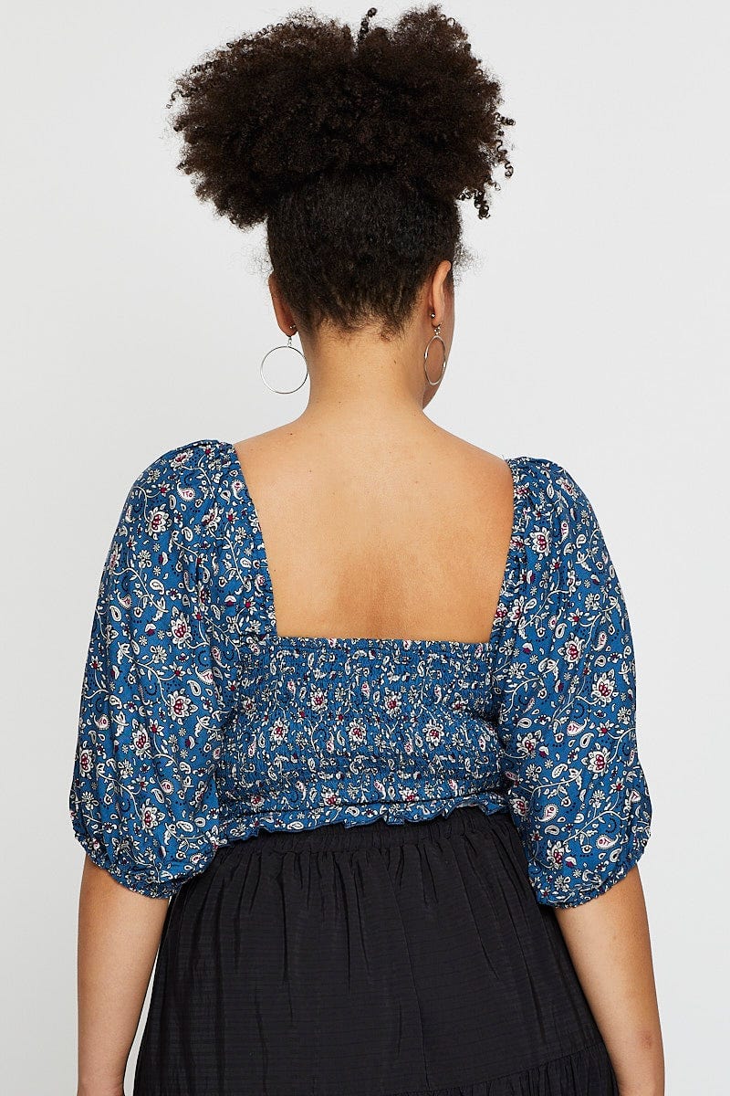 Paisley Pr Crop Top Sweetheart Short Sleeve - Image 5