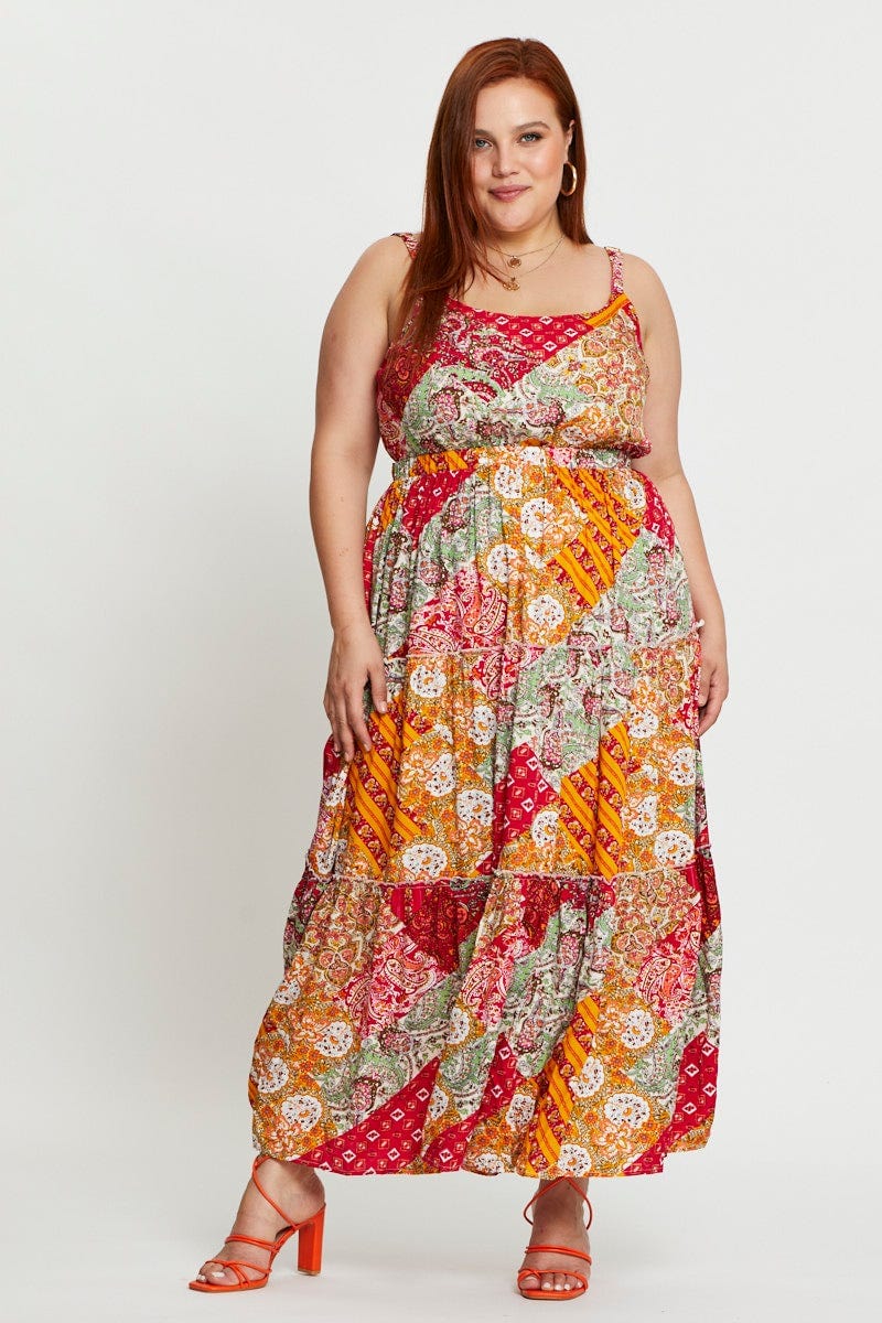 Paisley Pr Maxi Dress Square Neck Sleeveless - Image 3