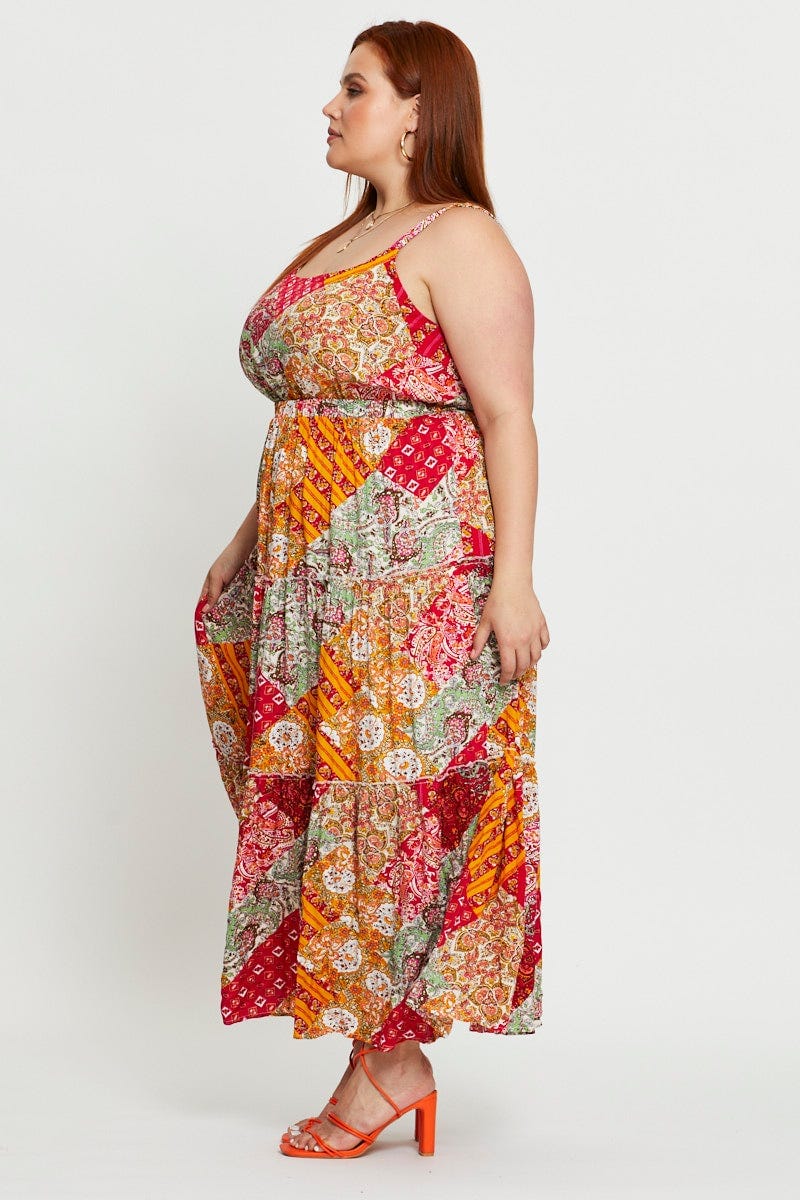 Paisley Pr Maxi Dress Square Neck Sleeveless - Image 4