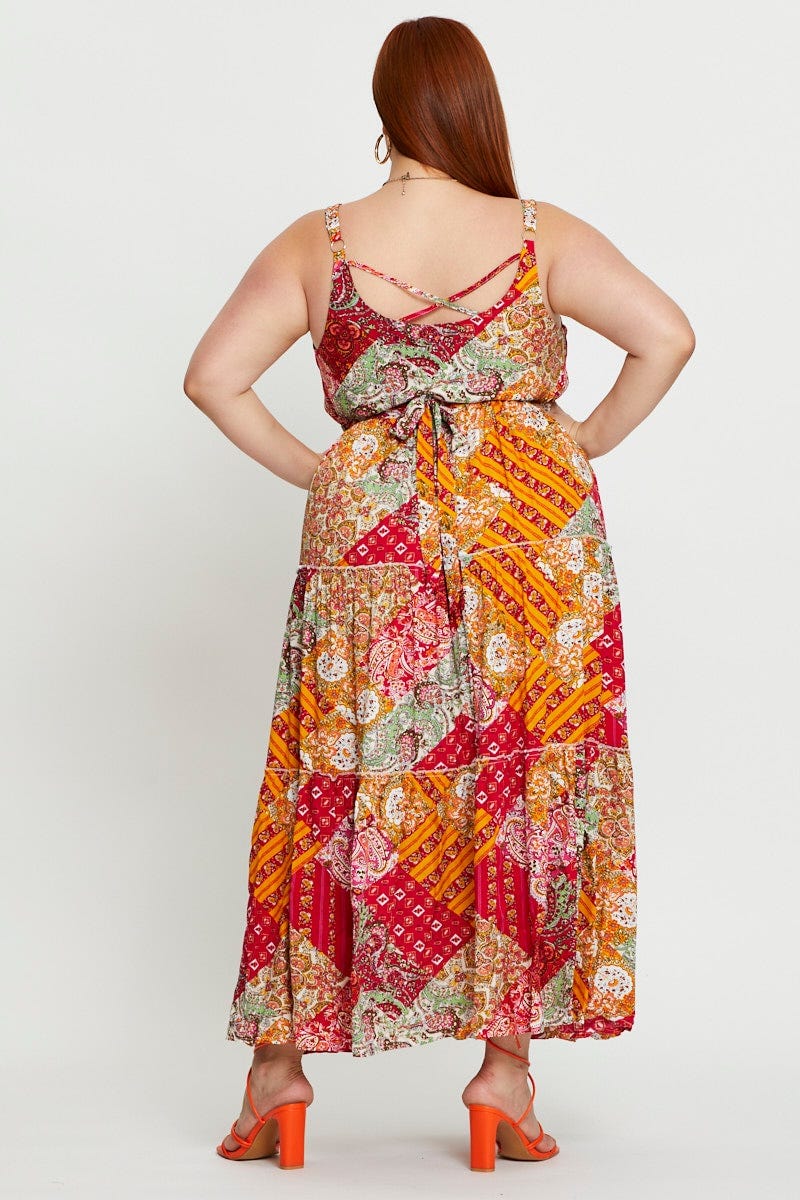 Paisley Pr Maxi Dress Square Neck Sleeveless - Image 5
