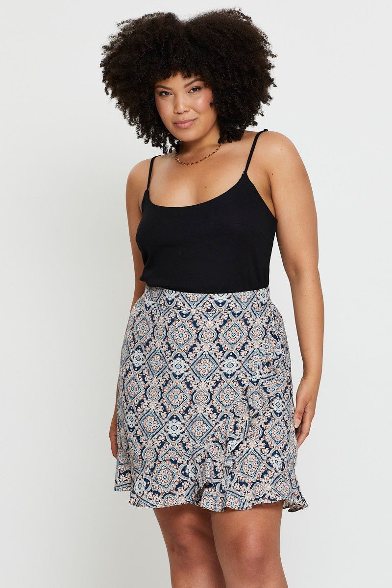 Paisley Pr Mini Skirt Ruffle Hem - Image 3