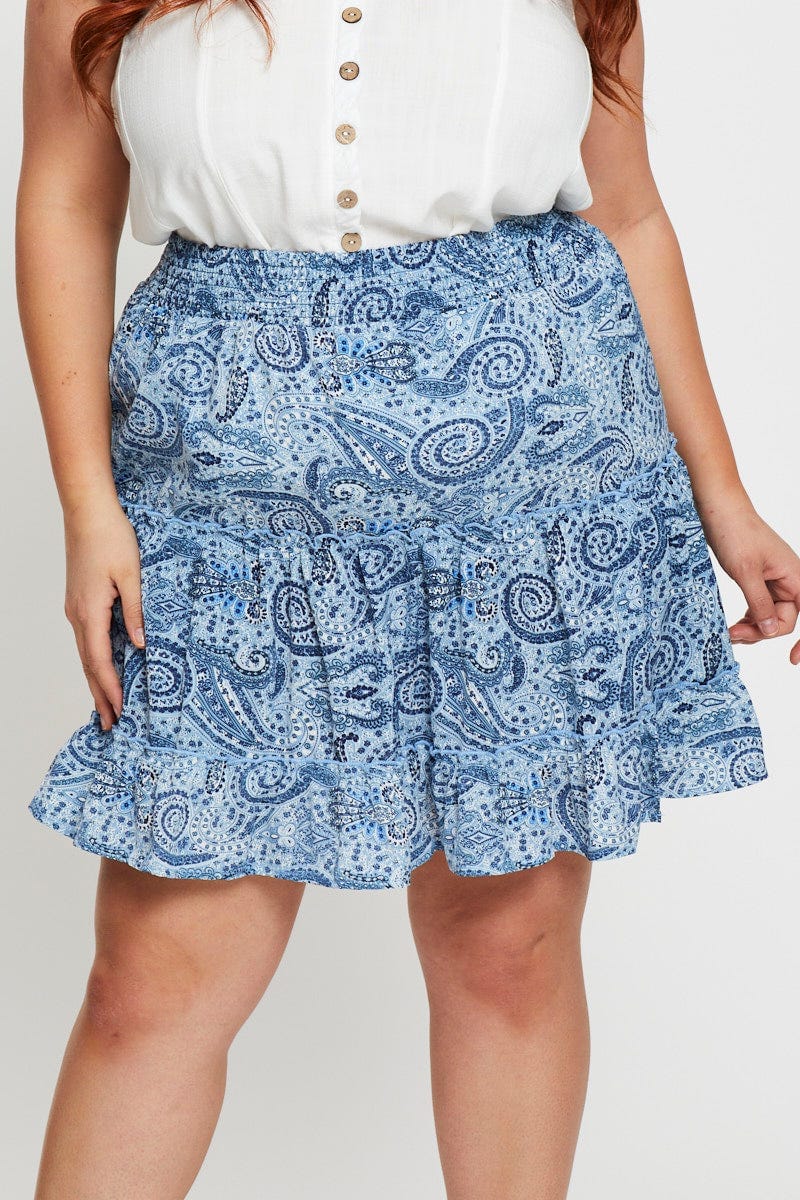 Paisley Pr Mini Wrap Skirt Ruffle Hem - Image 5