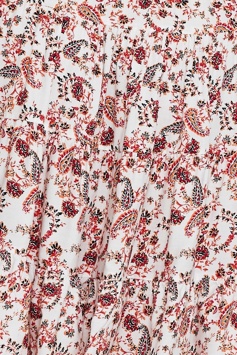 Paisley Pr Skater Dress Off Shoulder Short Sleeve - Image 6