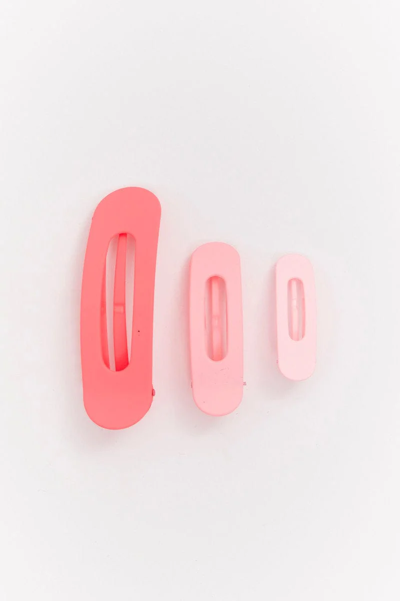 Pink 3 Pack Hair Clips