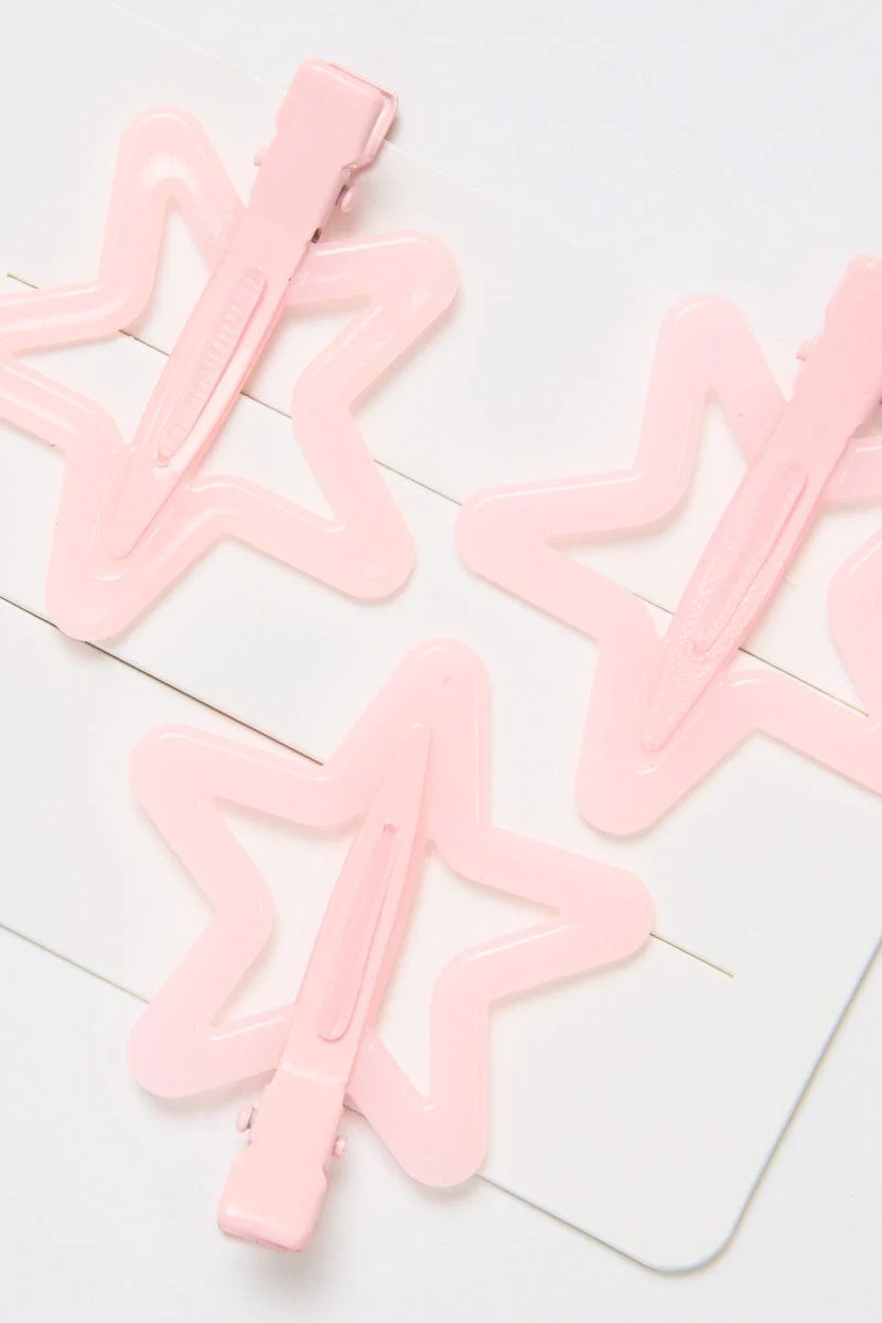 Pink 3 Pack Star Hair Clips - Image 2