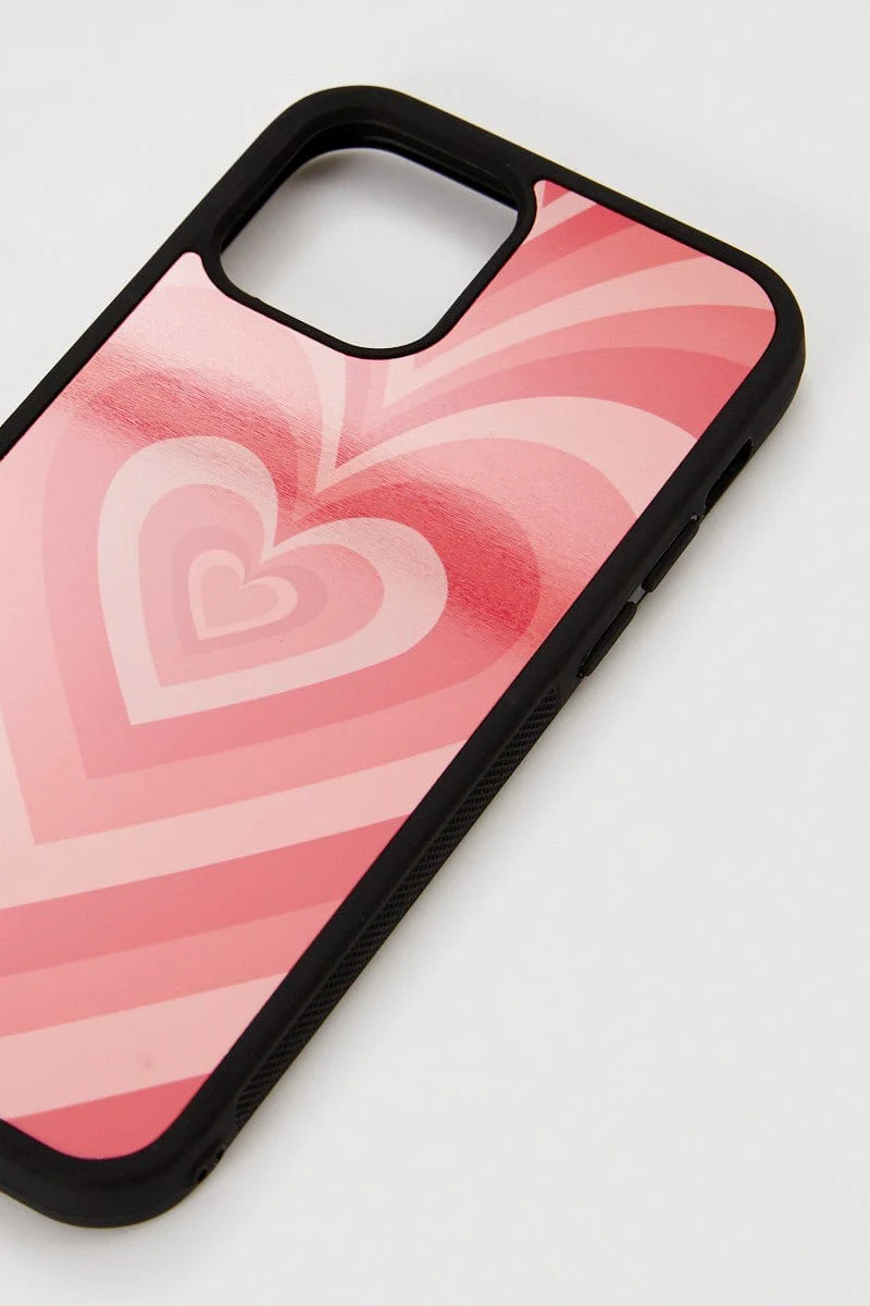 Pink Abstract Heart Phone Cover I Phone 12 - Image 2