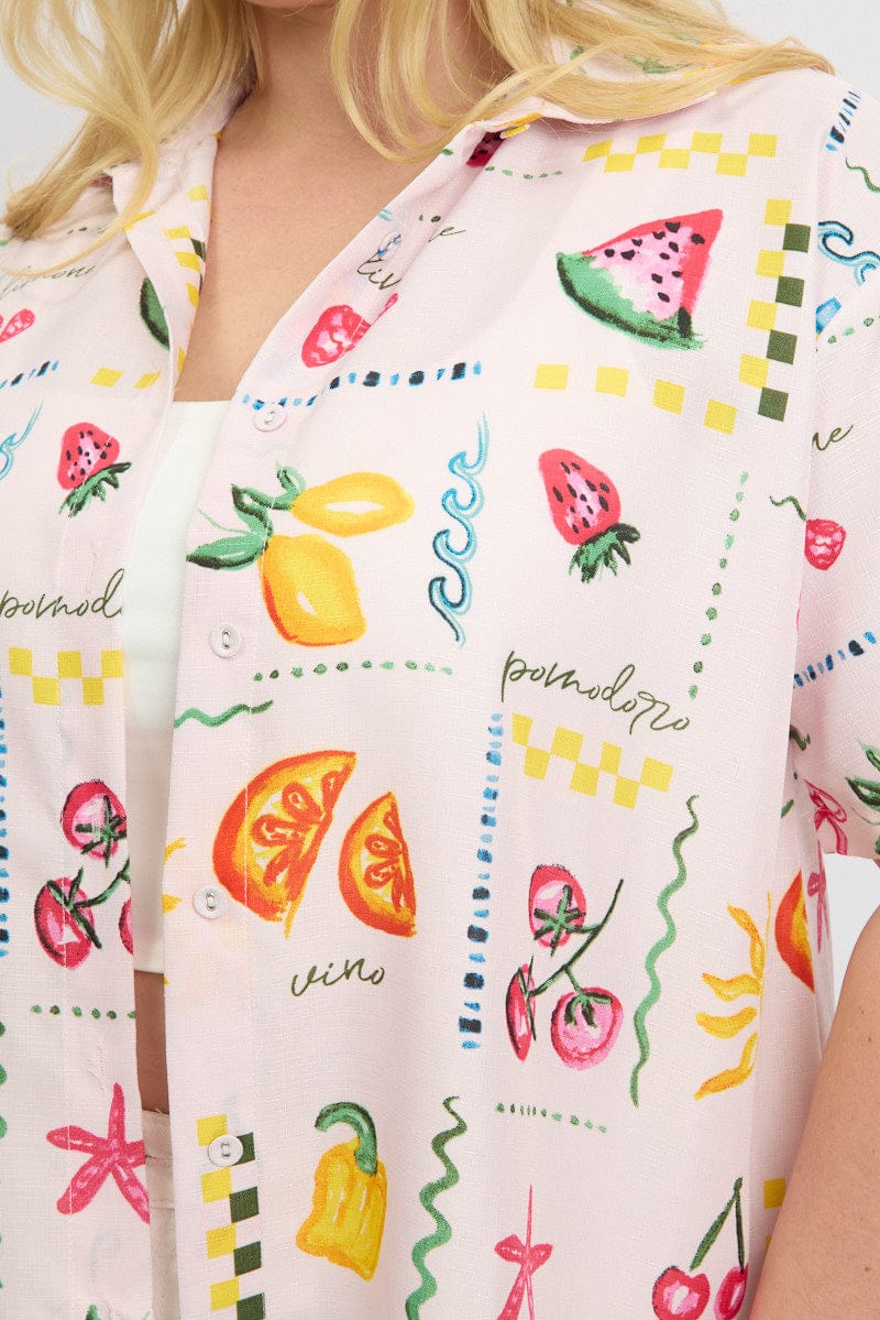 Pink Abstract Relaxed Shirt Short Sleeve - Image 6