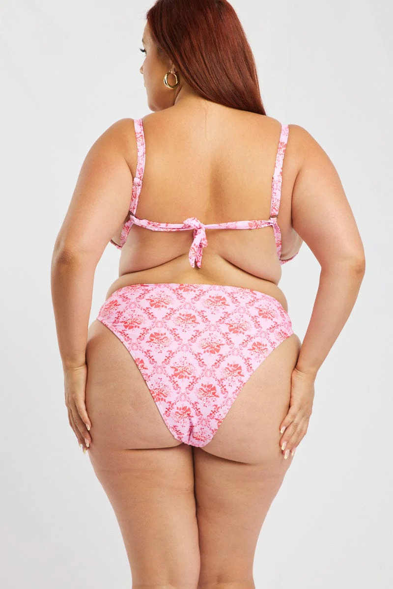 Pink Abstract Triangle Bikini Set - Image 4