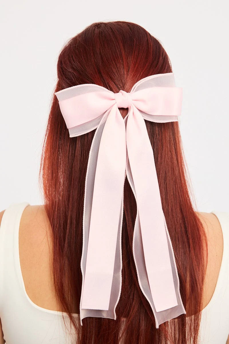 Pink Bow Hair Clips