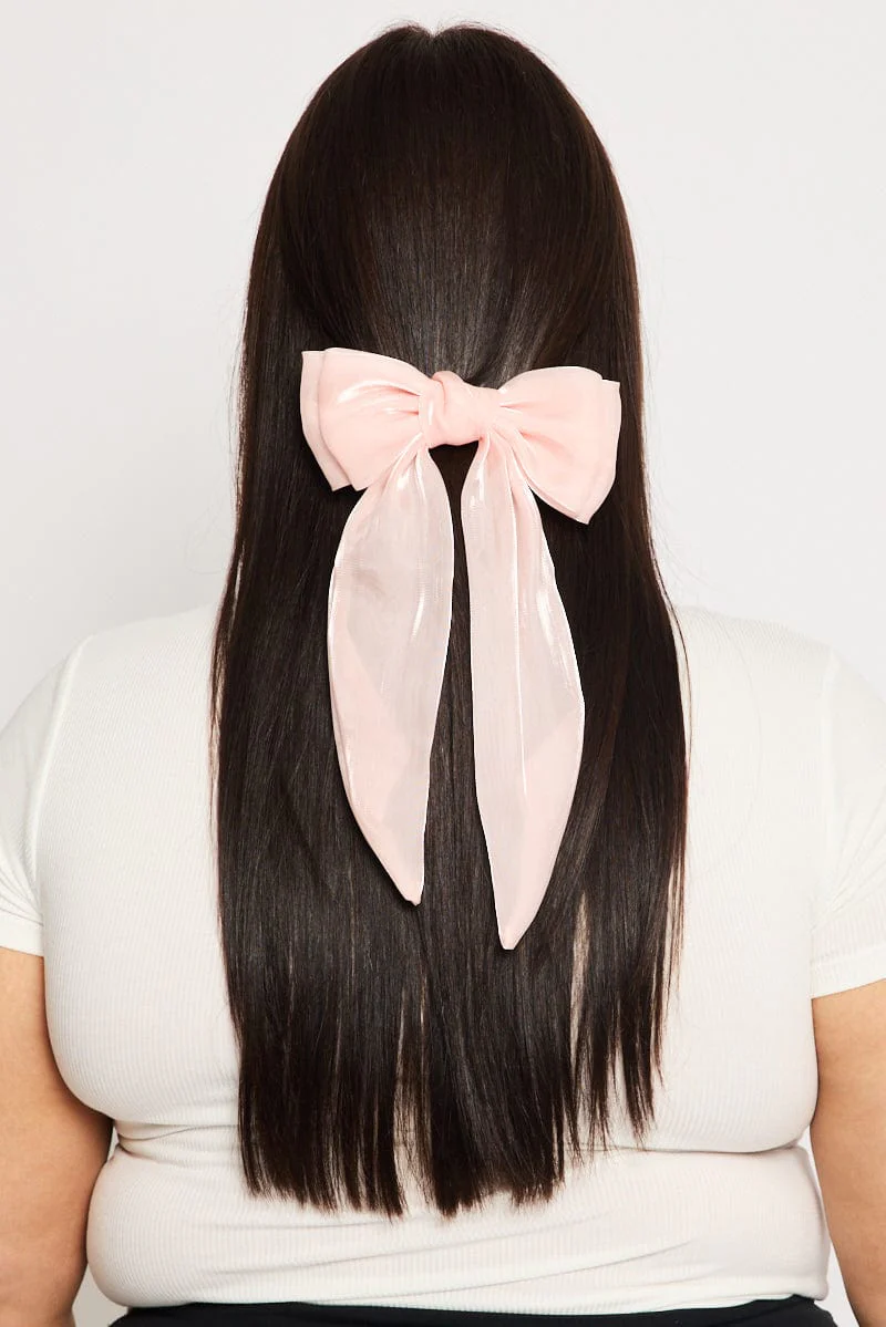 Pink Bow Hair Clips