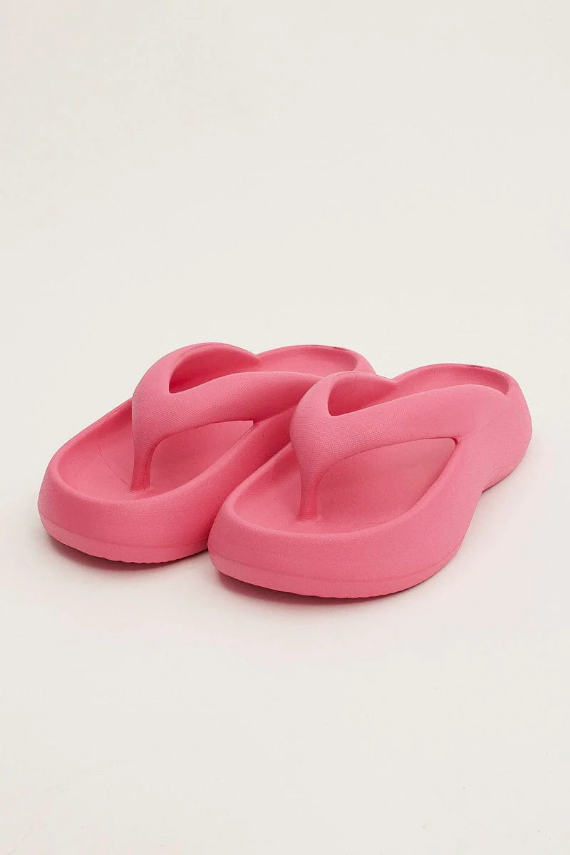 Pink Chunky Toe Post Slippers