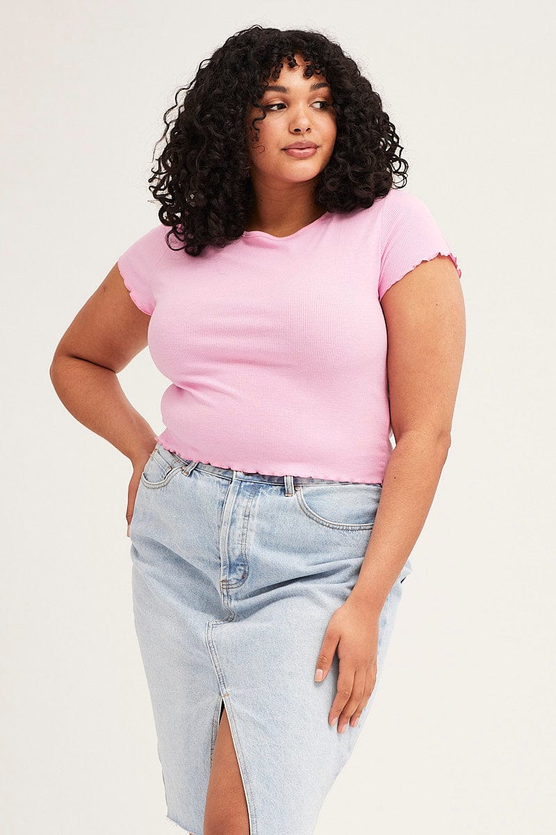 Pink Crop T-shirt Short Sleeve - Image 3