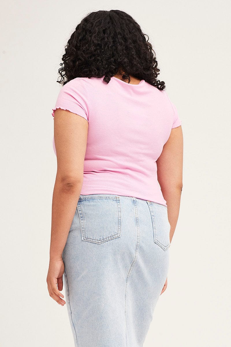Pink Crop T-shirt Short Sleeve - Image 5