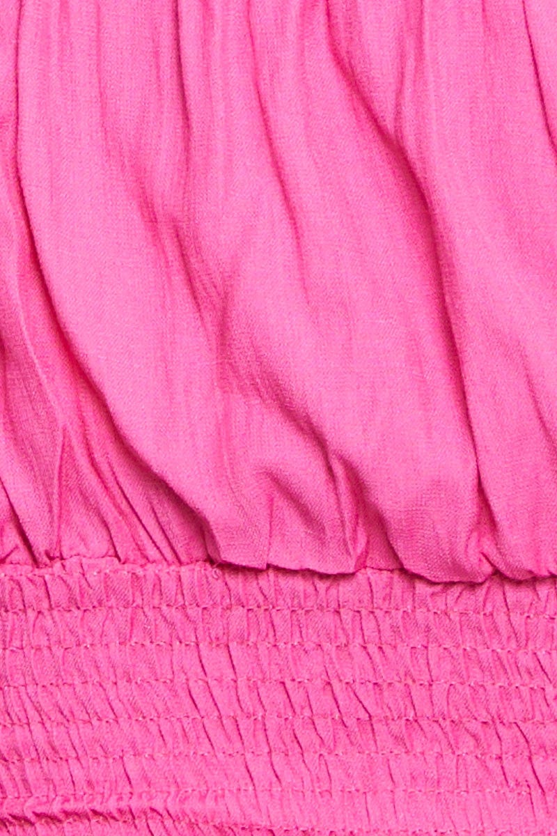 Pink Crop Top Short Sleeve Shirred - Image 6