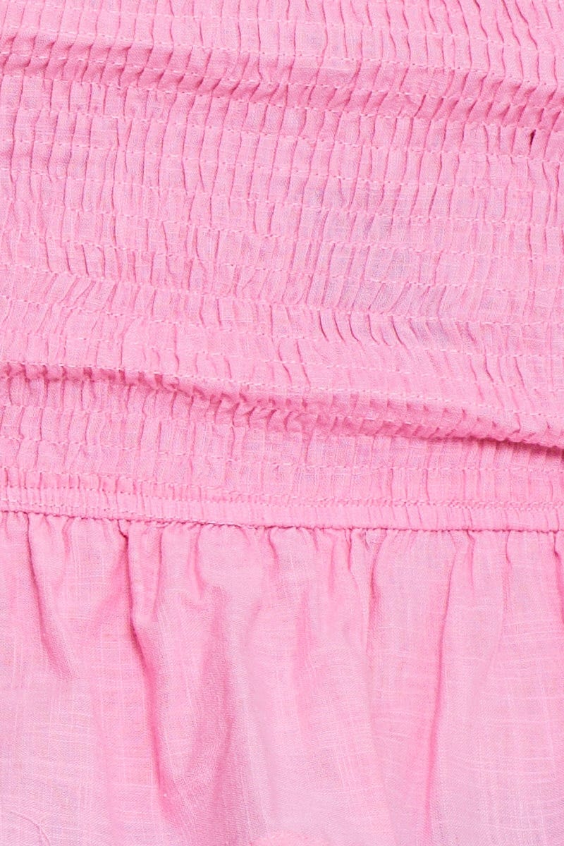 Pink Crop Top Short Sleeve Tie Front - Image 6