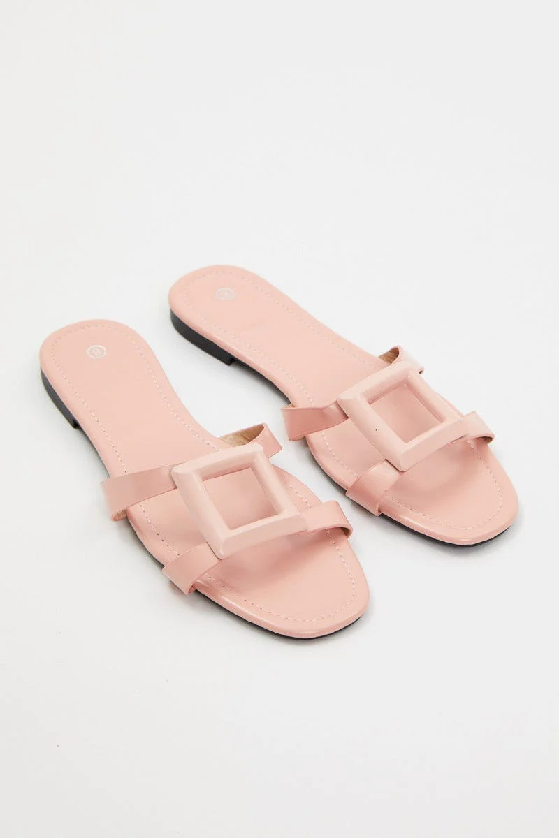 Pink Cut Out Detail Flat Slides - Image 3