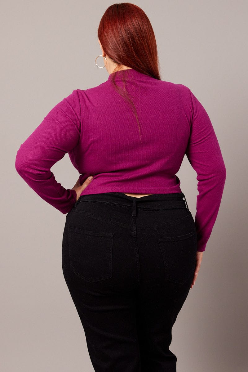 Pink Cut Out Top Long Sleeve High Neck - Image 5