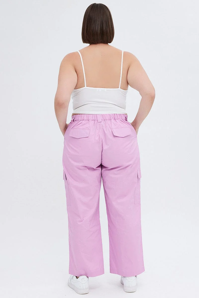 Pink Elastic Back Waist Cargo Pant - Image 5