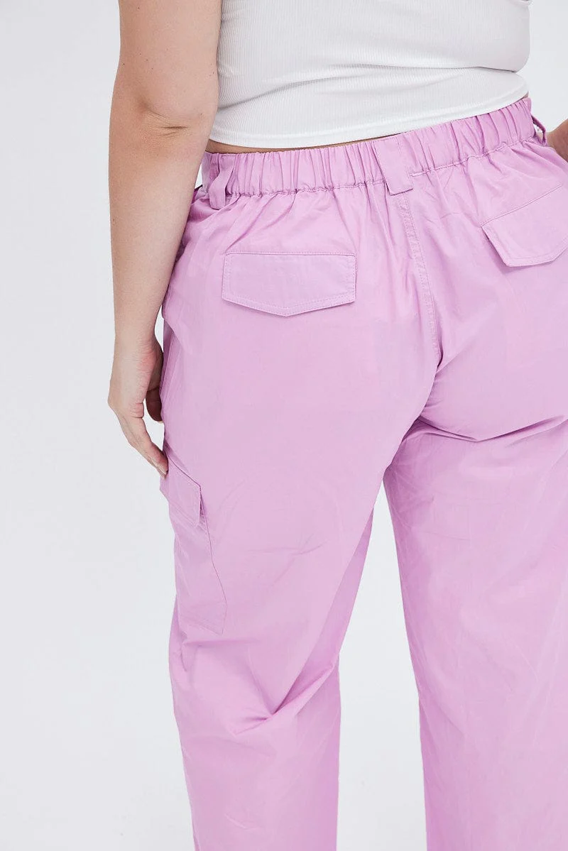 Pink Elastic Back Waist Cargo Pant - Image 6