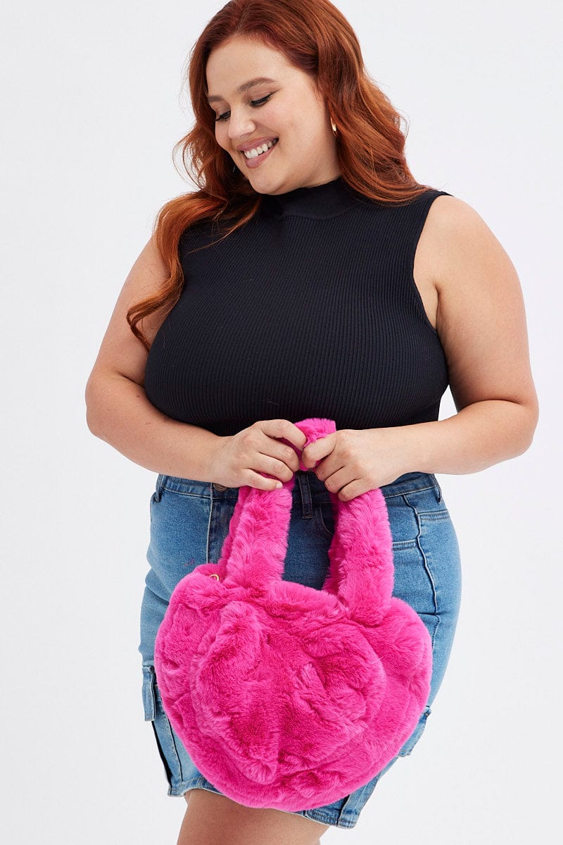 Pink Faux Fur Bag - Image 2
