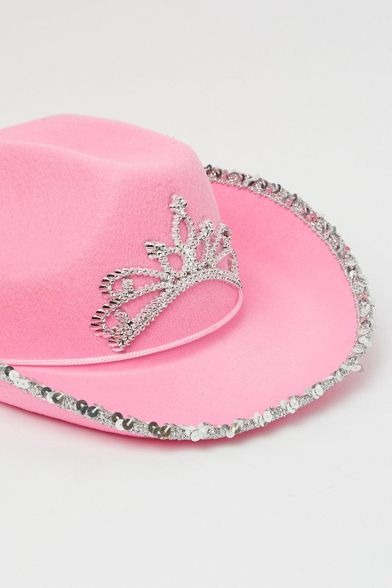Pink Festival Cowboy Hat with Crown - Image 2