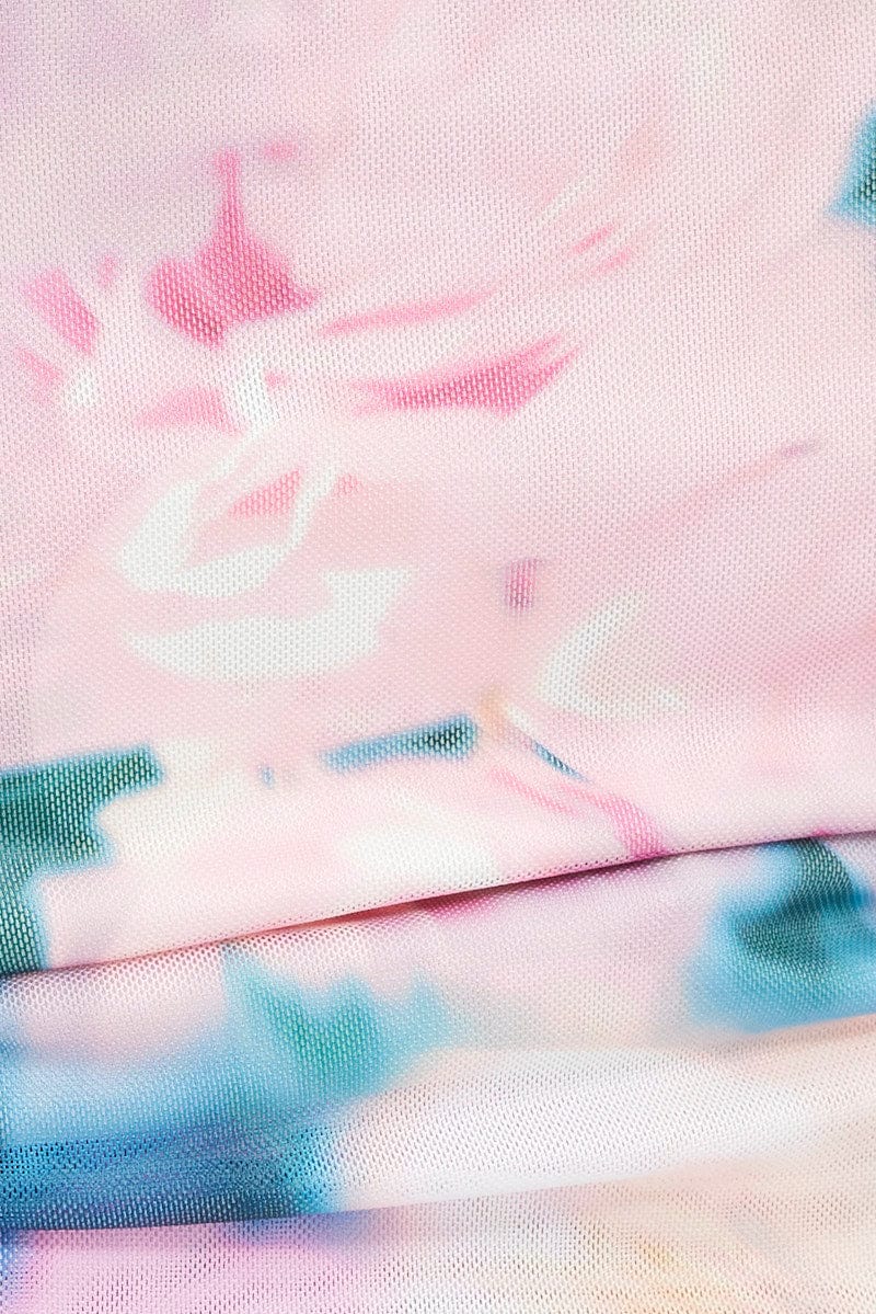 Pink Floral Cami Top Stretch Mesh - Image 6