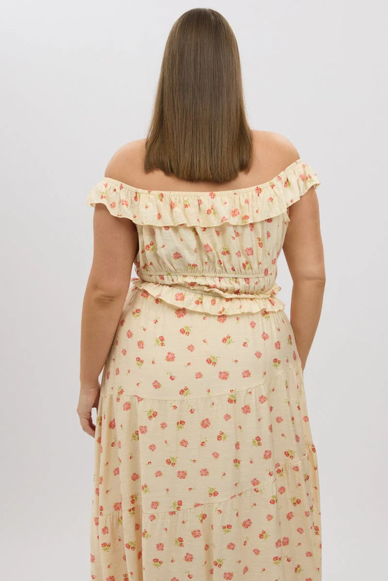 Pink Floral Crop Top Off Shoulder - Image 5
