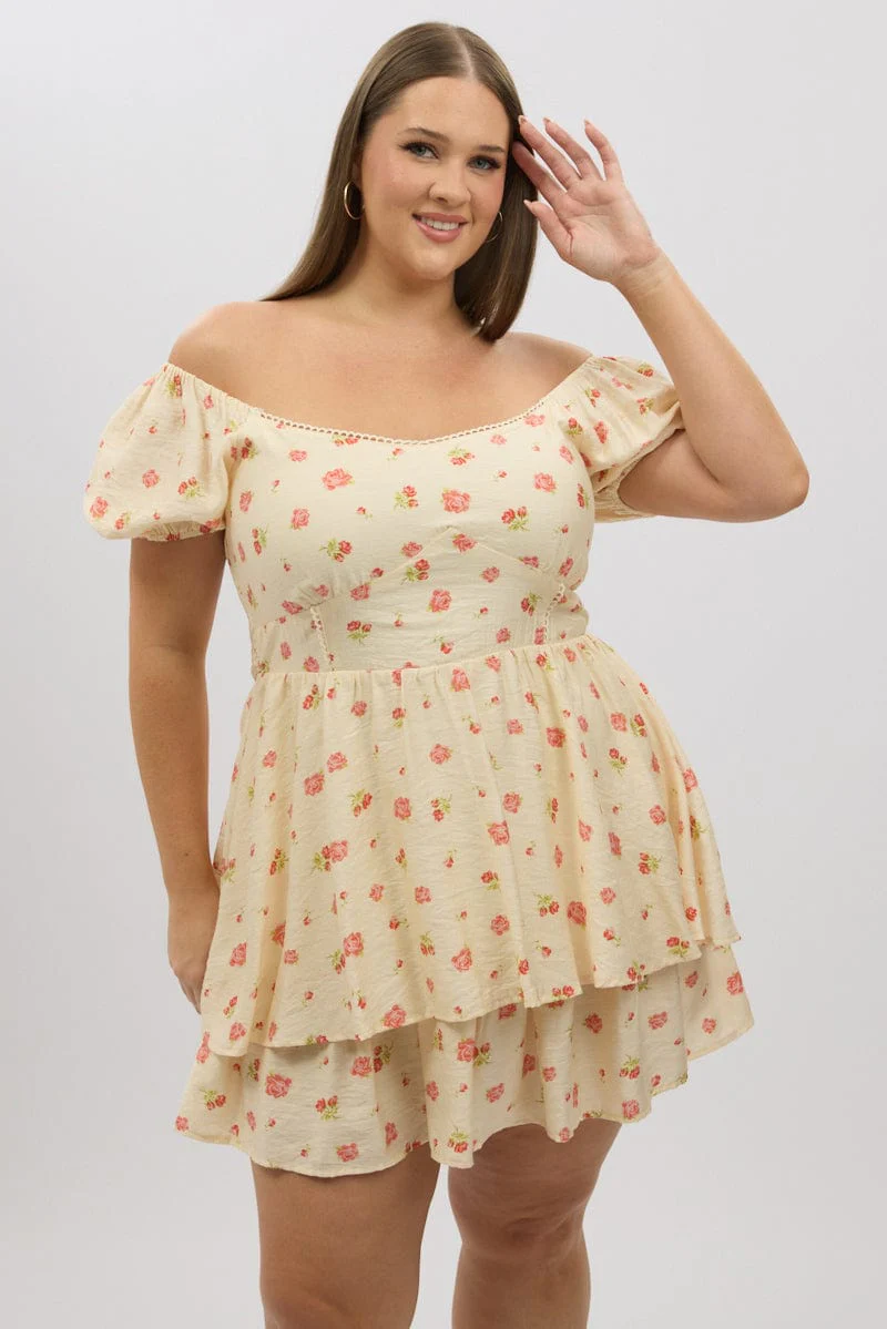 Pink Floral Sweetheart Neck Lace Trim Minidress