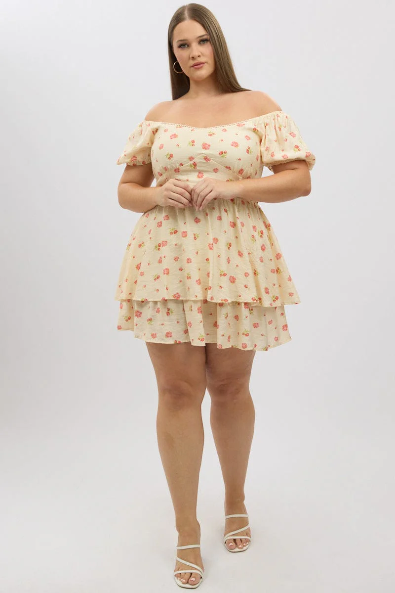 Pink Floral Sweetheart Neck Lace Trim Minidress - Image 2