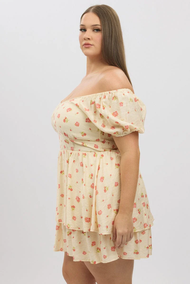 Pink Floral Sweetheart Neck Lace Trim Minidress - Image 4