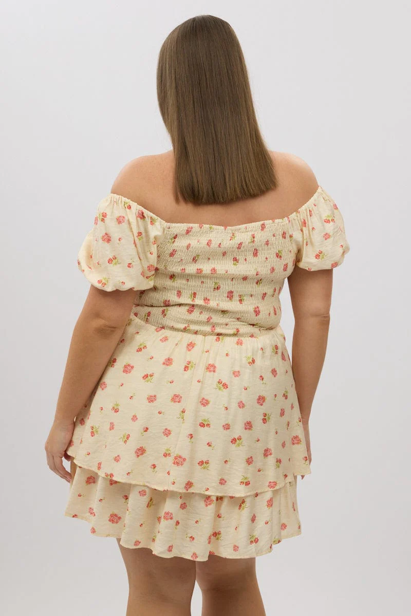 Pink Floral Sweetheart Neck Lace Trim Minidress - Image 5
