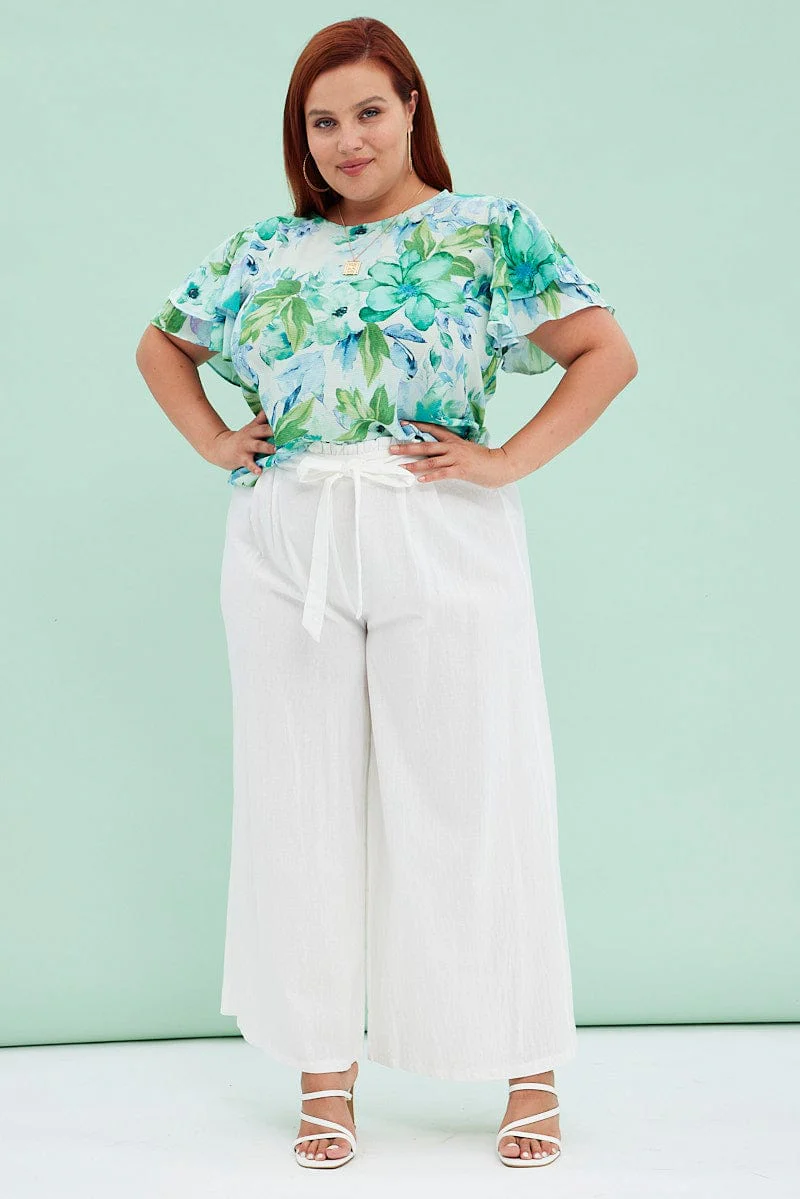 Floral Workwear Top Short Sleeve - Image 2