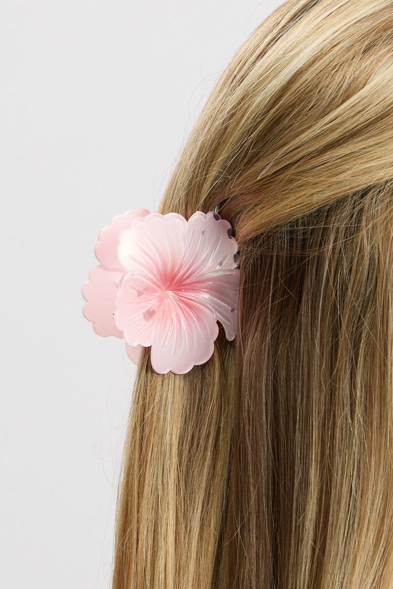 Pink Flower Claw Clip