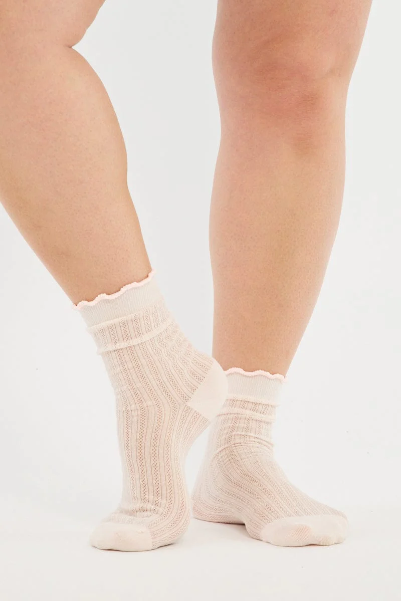 Pink Frill Edge Socks