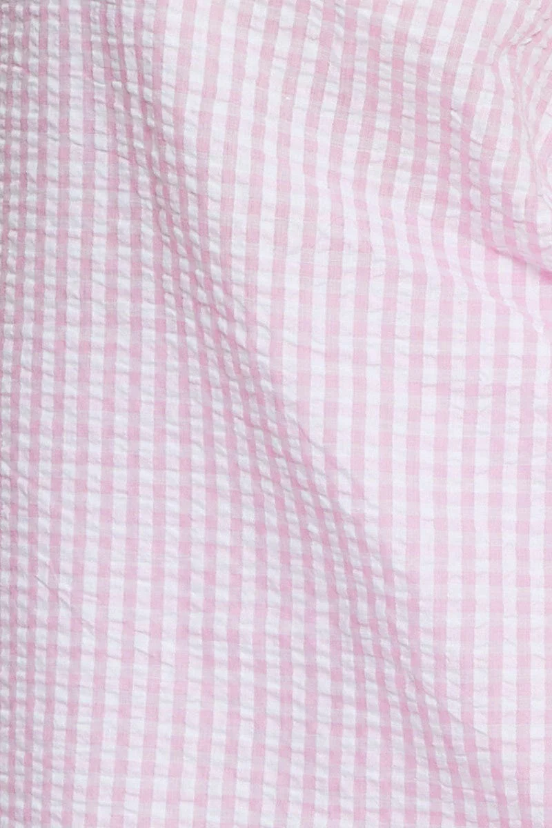 Pink Gingham Tie Shoulder Pj Pyjma Set - Image 6